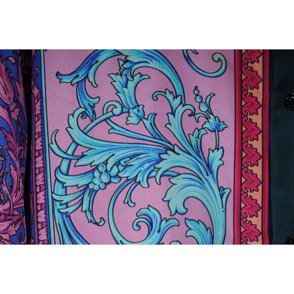 Versace Mens Floral Silk Button Down Shir 41 / 16 Purple Pink Blue Green Paisley - Picture 7 of 12